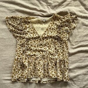 Madewell Yellow and Cream Floral Blouse